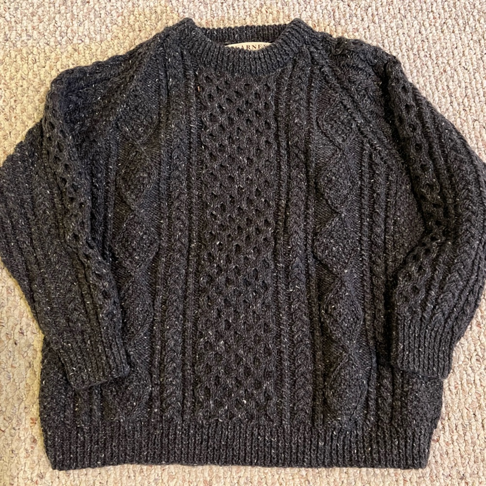 Blarney Aran Orignals Sweater - Handknit - Charcoal - XL